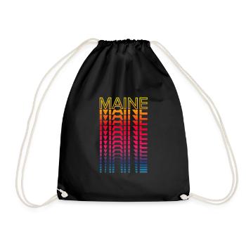 Retro Nostalgic USA State - Rainbow Maine - Drawstring Bag - black - Front