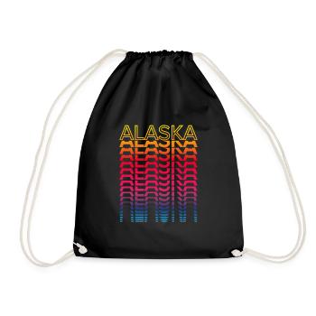 Retro Nostalgisch USA Staat - Regenbogen Alaska - Turnbeutel - Schwarz - Vorne