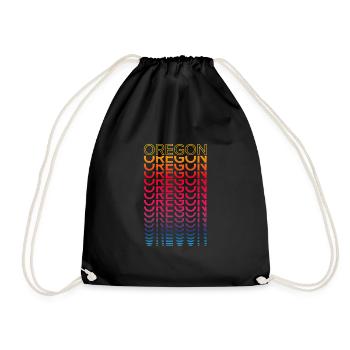 Retro Nostalgisch USA Staat - Regenbogen Oregon - Turnbeutel - Schwarz - Vorne