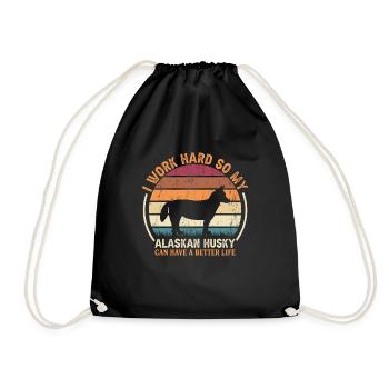 Travaillez dur - Retro Alaskan Husky - Sac de sport léger - noir - Devant