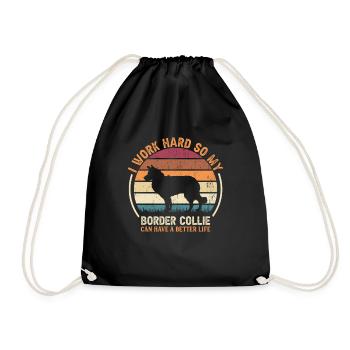 Travaillez dur - Retro Border Collie - Sac de sport léger - noir - Devant