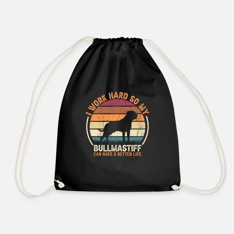 Hart Arbeiten - Retro Bullmastiff - Turnbeutel - Schwarz