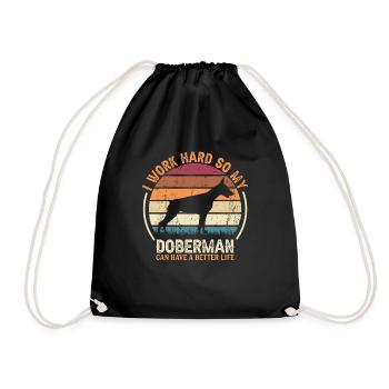 Travail acharné - Retro Doberman - Sac de sport léger - noir - Devant