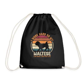 Hard Work - Retro -Malteser - Drawstring Bag - black - Front