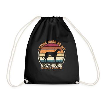 Hard work - Retro Greyhound - Drawstring Bag - black - Front