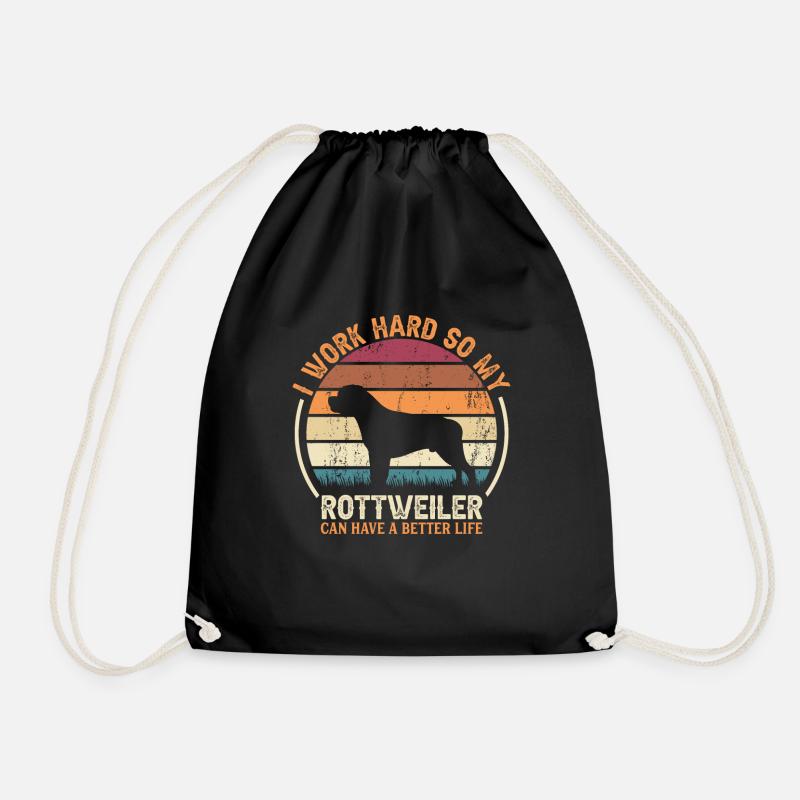 Hart Arbeiten - Retro Rottweiler - Turnbeutel - Schwarz