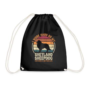 Travaillez dur - Retro Shetland Sheepdog - Sac de sport léger - noir - Devant