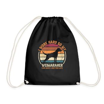 Arbeit Hart - Retro Weimaranerer - Drawstring Bag - black - Front