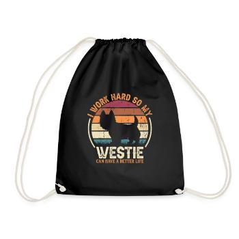Travaillez dur - Retro Westie - Sac de sport léger - noir - Devant