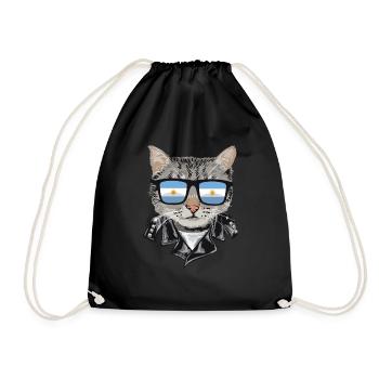 Cat-Sonnenbrille Mit Argentinien-Flagge - Turnbeutel - Schwarz - Vorne