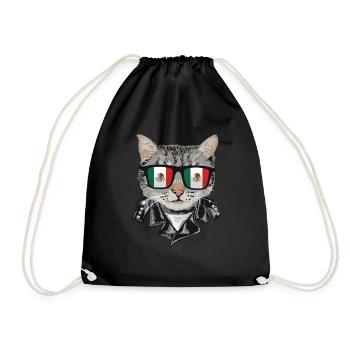 Cat Mexico Flagge Sonnenbrille - Turnbeutel - Schwarz - Vorne