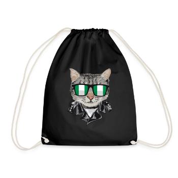 Katzen Nigeria Flagge Sonnenbrille - Turnbeutel - Schwarz - Vorne
