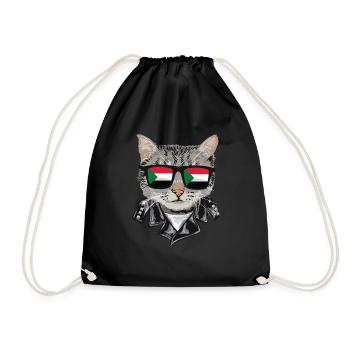 Cat Sudan Flag Sunglasses - Drawstring Bag - black - Front