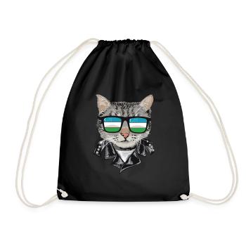 Cat-Sonnenbrille Mit Usbekistan-Flagge - Turnbeutel - Schwarz - Vorne