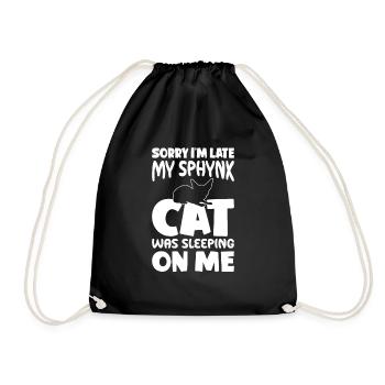 Sorry I'm Too Late - Sphynx Cat - Drawstring Bag - black - Front