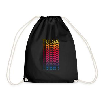 Retro Nostalgic USA City - Rainbow Tulsa - Drawstring Bag - black - Front