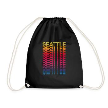 Retro Nostalgic USA City - Rainbow Seattle - Drawstring Bag - black - Front