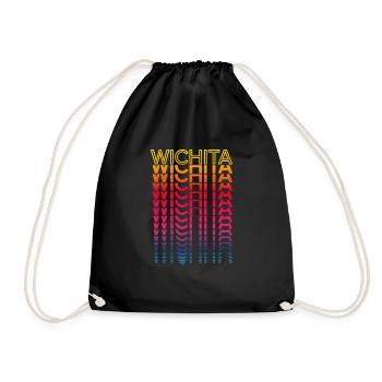Retro Nostalgic USA City - Rainbow Wichita - Drawstring Bag - black - Front