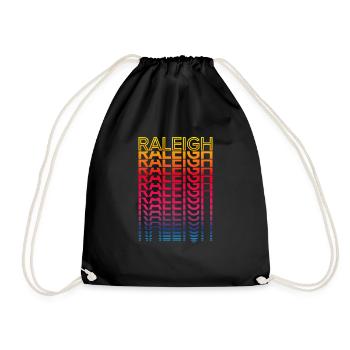 Retro Nostalgisch USA Stadt - Regenbogen Raleigh - Turnbeutel - Schwarz - Vorne