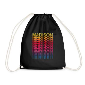 Retro Nostalgisch USA Stadt - Regenbogen Madison - Turnbeutel - Schwarz - Vorne