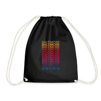 Retro Nostalgic USA City - Rainbow Baltimore - Drawstring Bag - black - Front
