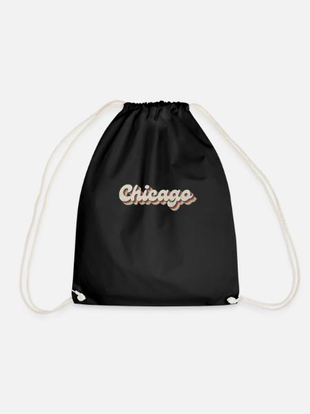 Nostalgisch 70er USA Stadt - Vintage Chicago - Turnbeutel - Schwarz