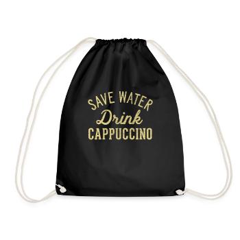 Save water drink cappuccino - Drawstring Bag - black - Front
