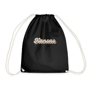 Vintage Hippie 70s USA État - Retro Kansas - Sac de sport léger - noir - Devant