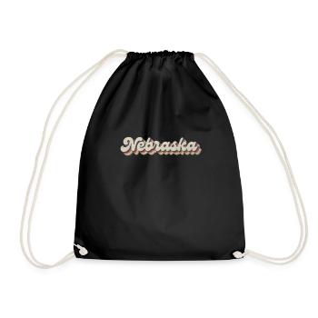 Vintage Hippie 70s USA State - Retro Nebraska - Drawstring Bag - black - Front