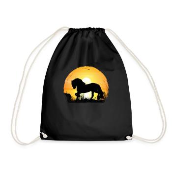Coucher de soleil - Cheval frison - Sac de sport léger - noir - Devant