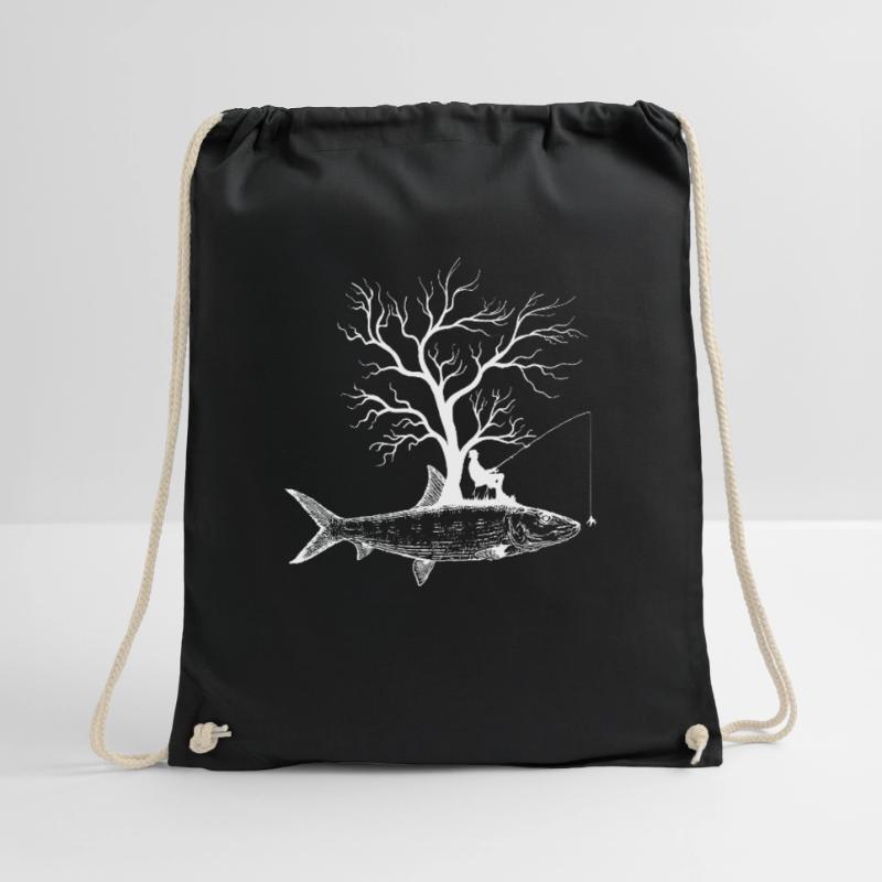 Graphic Tree - Fish Bone Fish Drawstring Bag