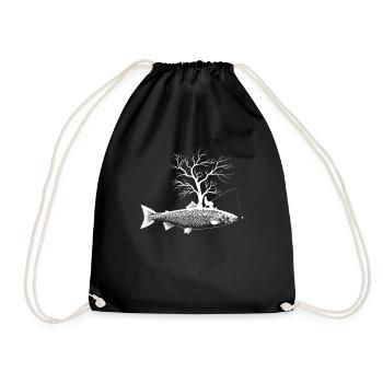 Arbre graphique - Saumon de poisson - Sac de sport léger - noir - Devant