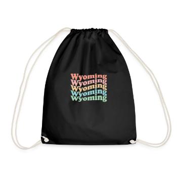 Vintage 70s Hippie USA État - Rétro Wyoming - Sac de sport léger - noir - Devant