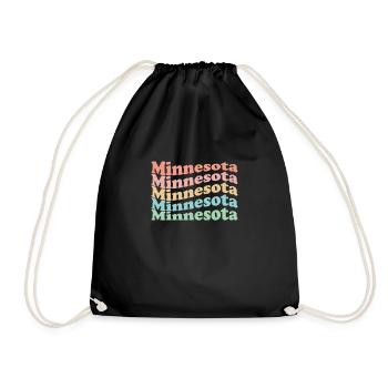 Vintage 70s Hippie USA State - Retro Minnesota - Drawstring Bag - black - Front