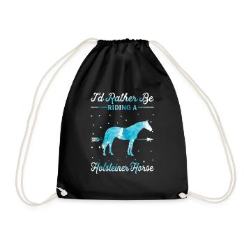Riding a Holsteiner Horse - Drawstring Bag - black - Front