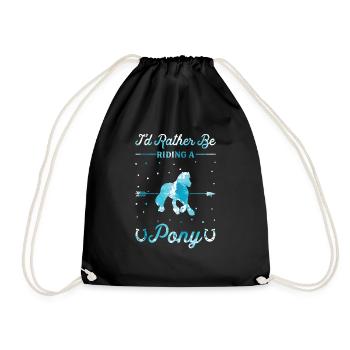 Riding a pony - Drawstring Bag - black - Front