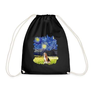 Sternennacht - Beagle - Turnbeutel - Schwarz - Vorne