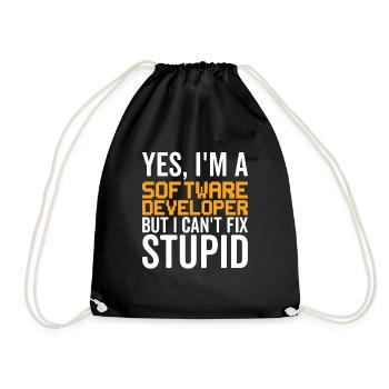 Stupid - Software Developer - Drawstring Bag - black - Front