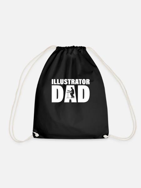 Job - Illustrator Papa - Turnbeutel - Schwarz