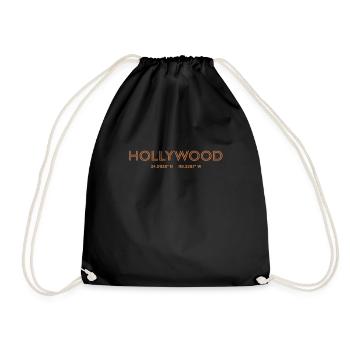 USA Stadt Koordinaten - Hollywood - Turnbeutel - Schwarz - Vorne