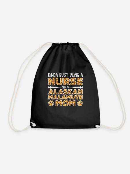 Nurse Dog Mother - Alaskan Malamute - Drawstring Bag - black