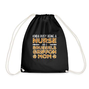 Sister dog mother - Brussels Griffon - Drawstring Bag - black - Front