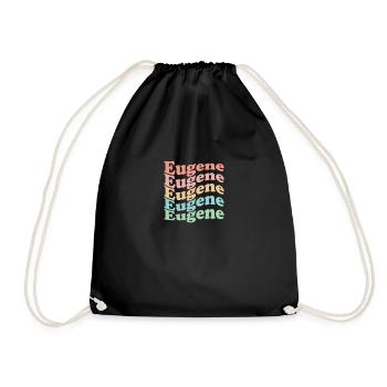 Vintage 70s Hippie USA City - Retro Eugene - Drawstring Bag - black - Front