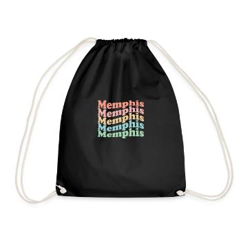 Vintage 70s Hippie USA City - Retro Memphis - Drawstring Bag - black - Front