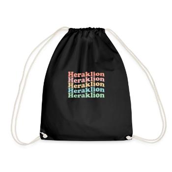 Vintage 70s hippie Greece town - retro Heraklion - Drawstring Bag - black - Front