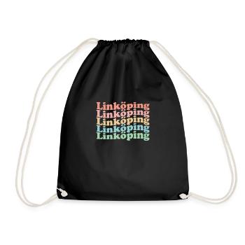 Vintage 70s Hippie Sweden City - Retro Linköping - Sac de sport léger - noir - Devant