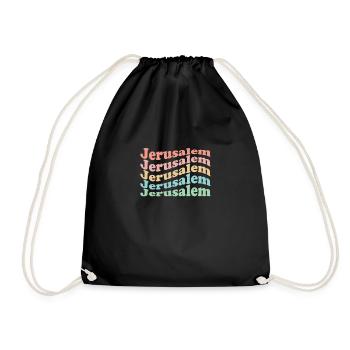 Vintage 70s hippie Israel city - retro Jerusalem - Drawstring Bag - black - Front