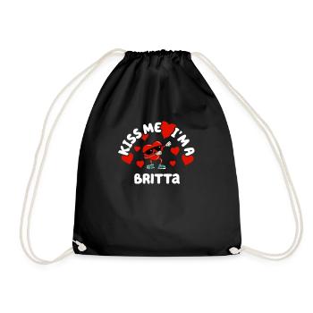 Kiss Me - Valentine's Day Name Dabbing Heart Britta - Drawstring Bag - black - Front
