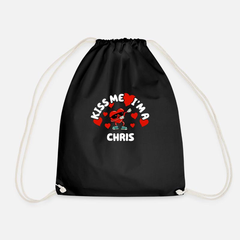 Küss mich - Valentins Tag Name Dabbing Herz Chris - Turnbeutel - Schwarz