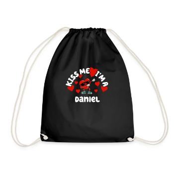 Küss mich - Valentins Tag Name Dabbing Herz Daniel - Turnbeutel - Schwarz - Vorne